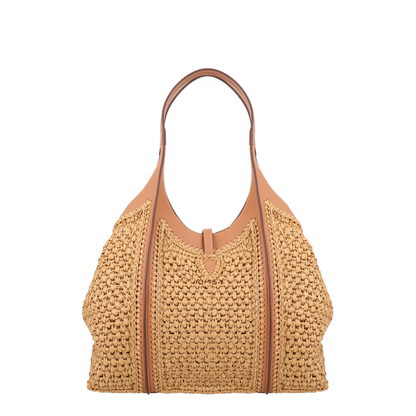 Timeless Shopping Bag In Raffia And Leather Medium - Image 3