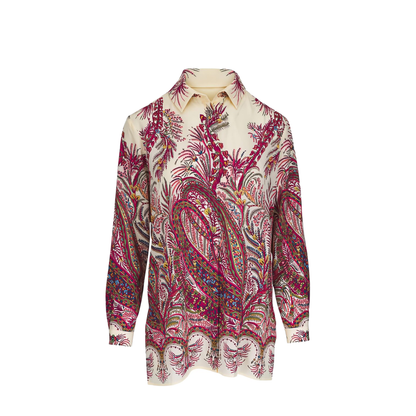 Paisley Print Crepe de Chine Silk Shirt - Image 1