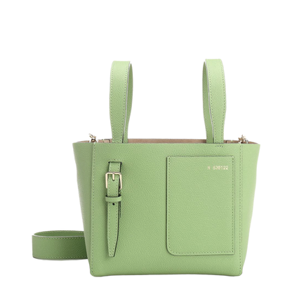 Micro Bucket Leather Shoulder Bag - Green - Image 1