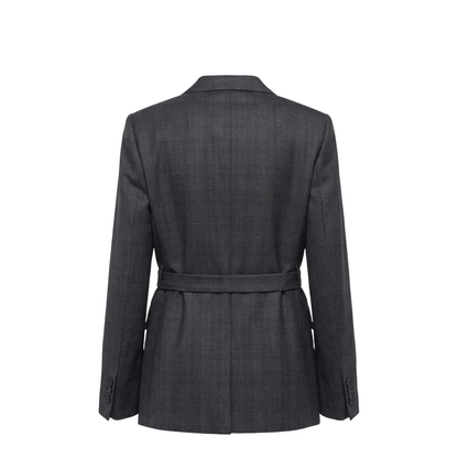 Double-breasted wool jacket with check pattern - Image 2