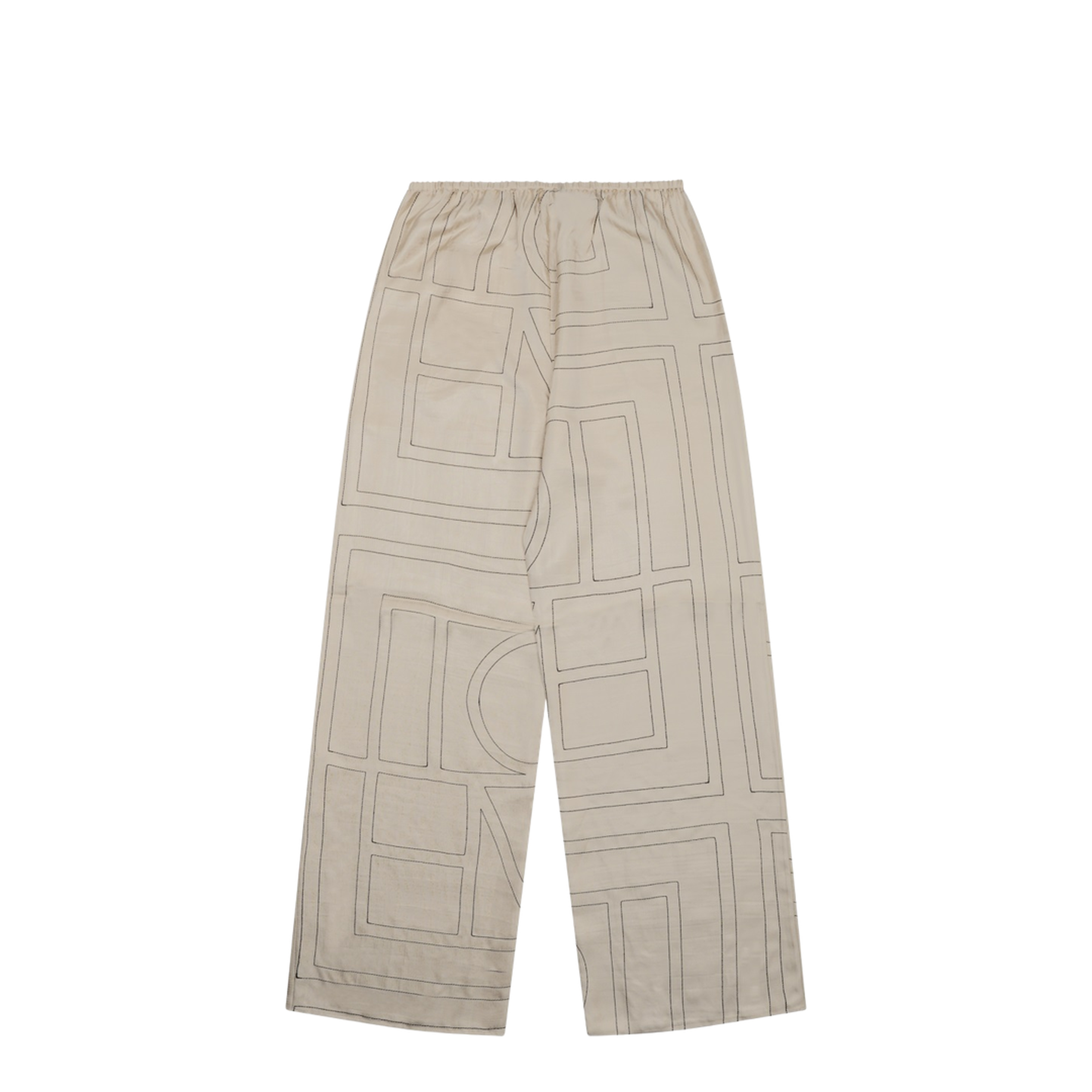 White Pants with All-Over Monogram in Silk - Image 1