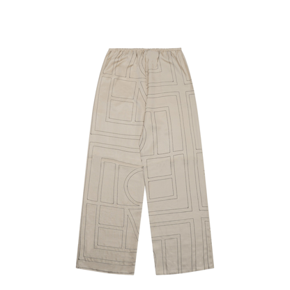 White Pants with All-Over Monogram in Silk - Image 1