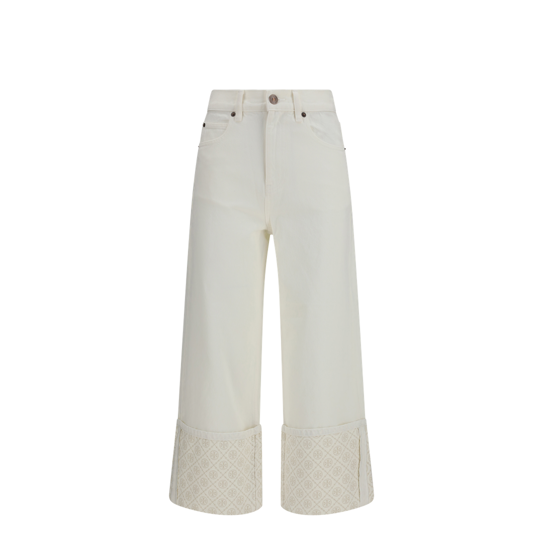 Monogram Contrast Cuff Straight-Leg Jeans - Image 1