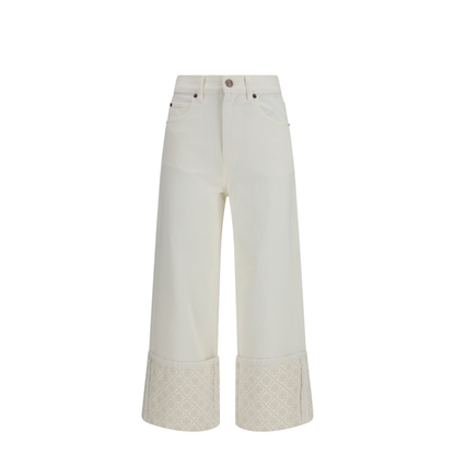 Monogram Contrast Cuff Straight-Leg Jeans - Image 1