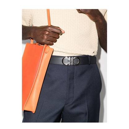 Gancini Reversible Leather Belt - Black - Image 2