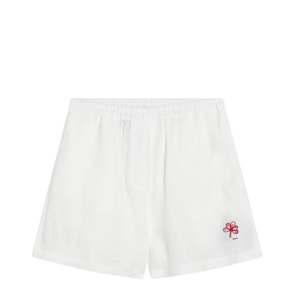 White Embroidered Linen Shorts - Image 1
