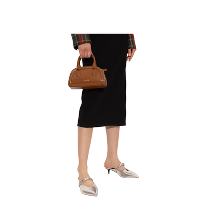 Birdee Boston Mini Calf Leather Bag - Dark Tan - Image 2