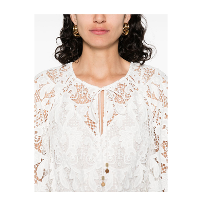 Coco Lace Midi Dress in White - Image 2
