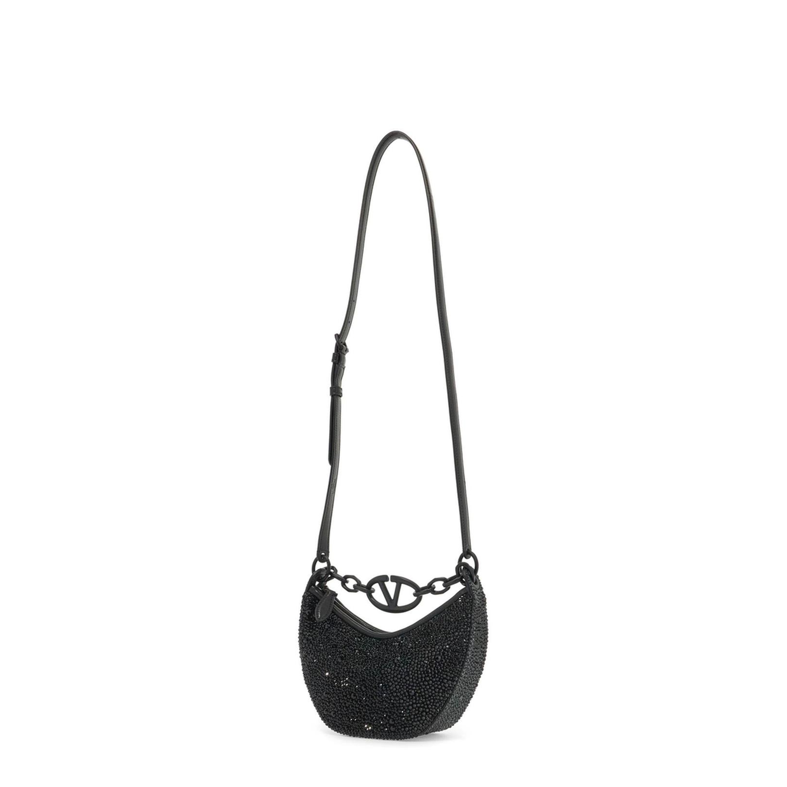 Embellished Leather Hobo VLogo Moon Handbag - Image 3