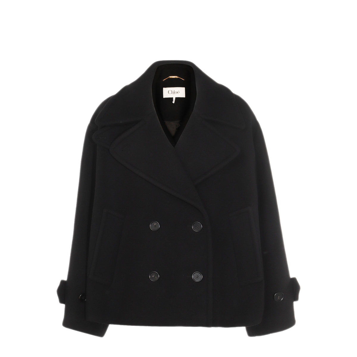Oversized Wool Short Coat - Black - Image 1