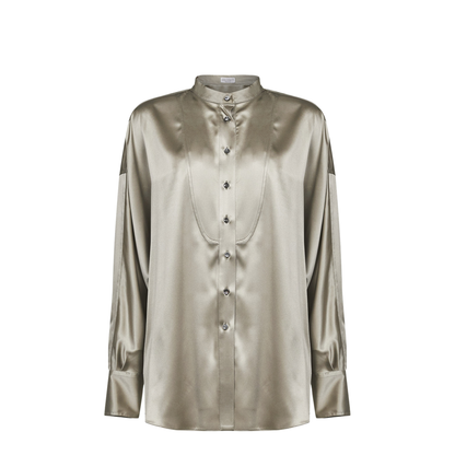 Monili Mandarin-Collar Shirt Green - Image 1