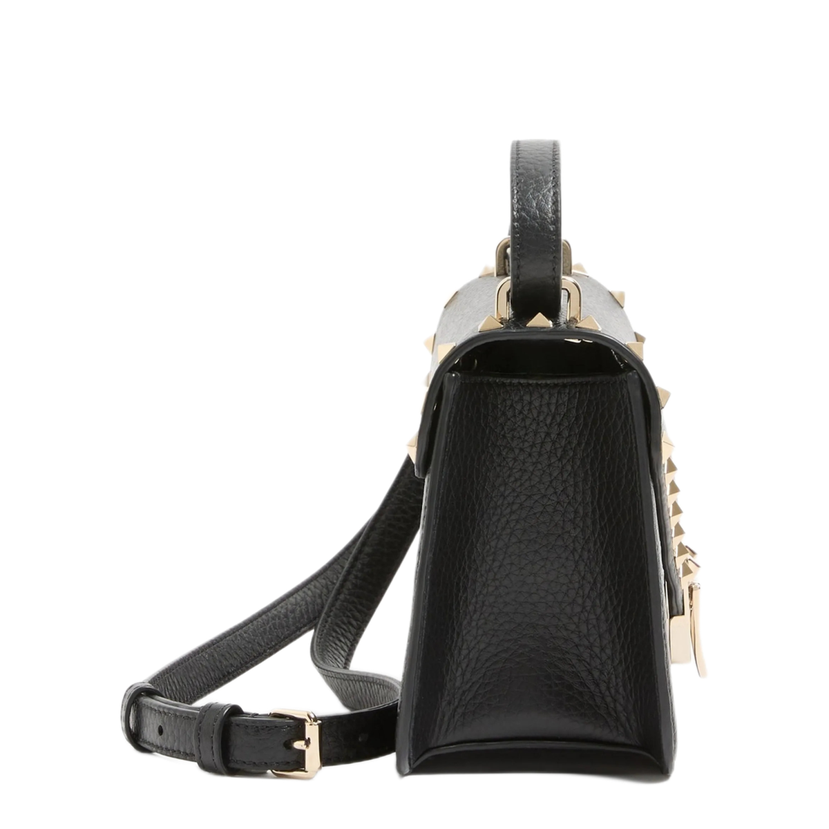 Rockstud Small Calfskin Shoulder Bag - Black - Image 4