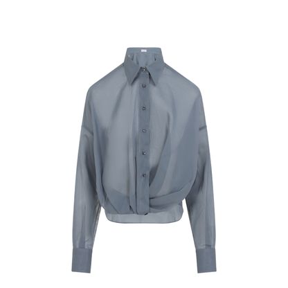 Women's Taffeta Shirt Blue - Image 4