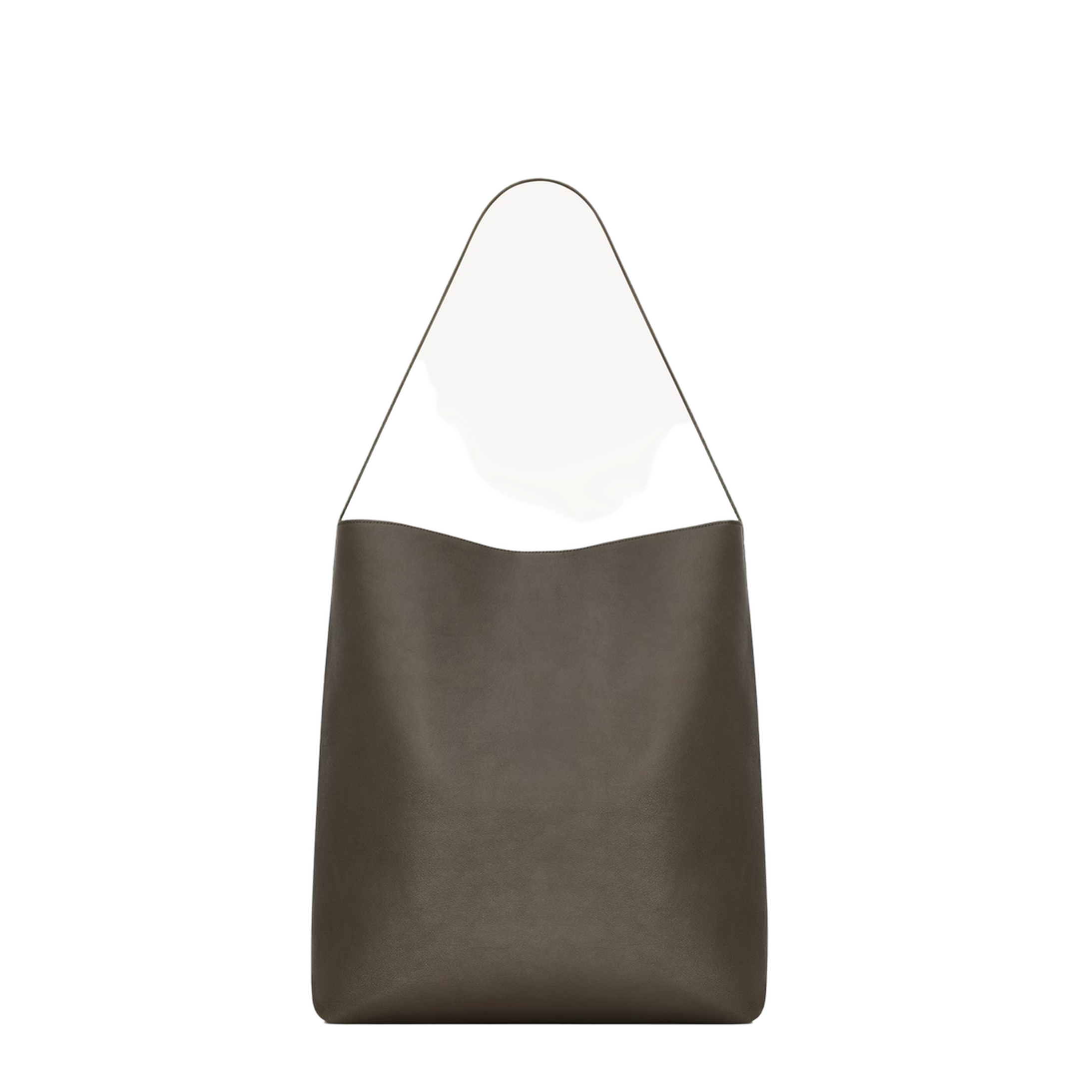 Bold Hobo Bag in Leather in Grey & Silver - Image 3