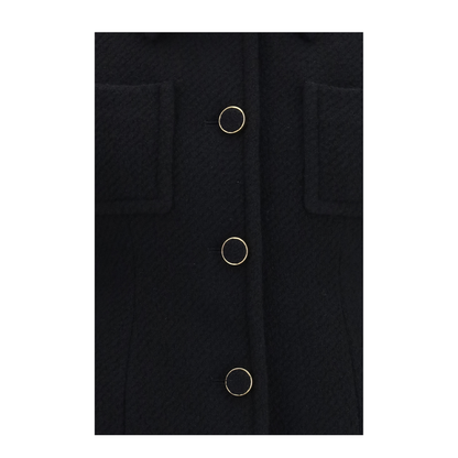 Cropped Single-Breasted Blazer with Fabric Buttons - Image 3
