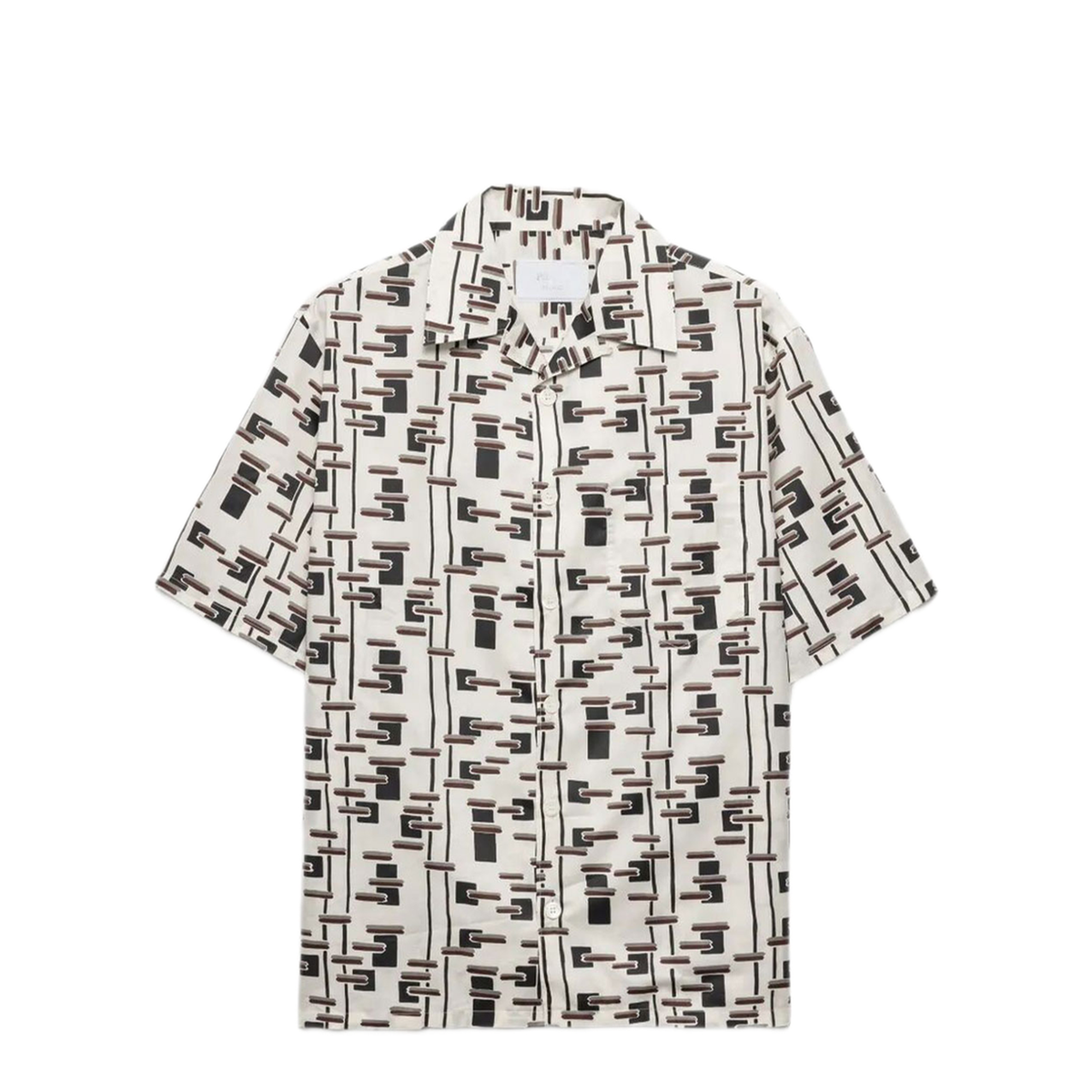 Printed Cotton Blend Bowling Shirt - Image 1