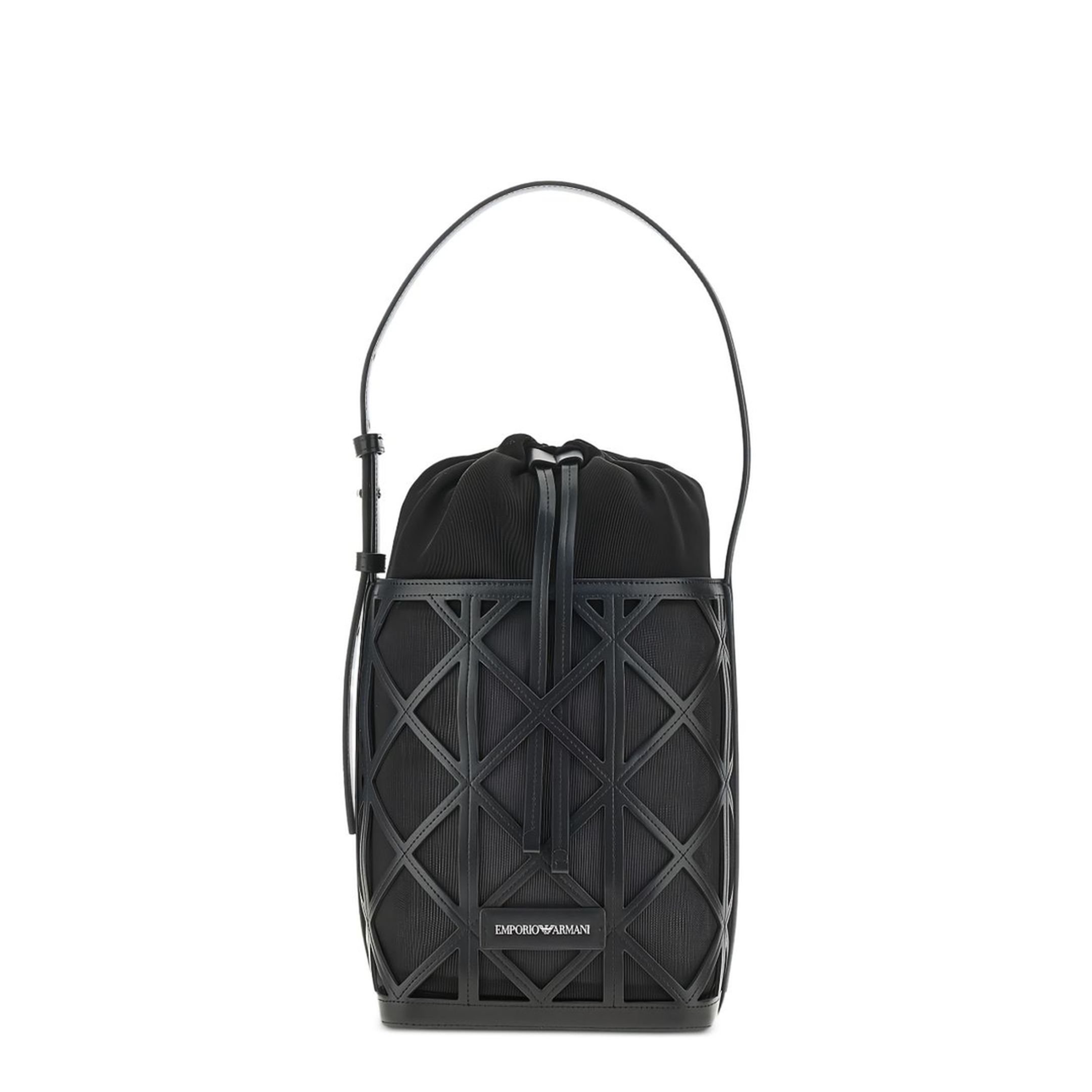 Polyurethane Mesh Bucket Bag - Black - Image 1