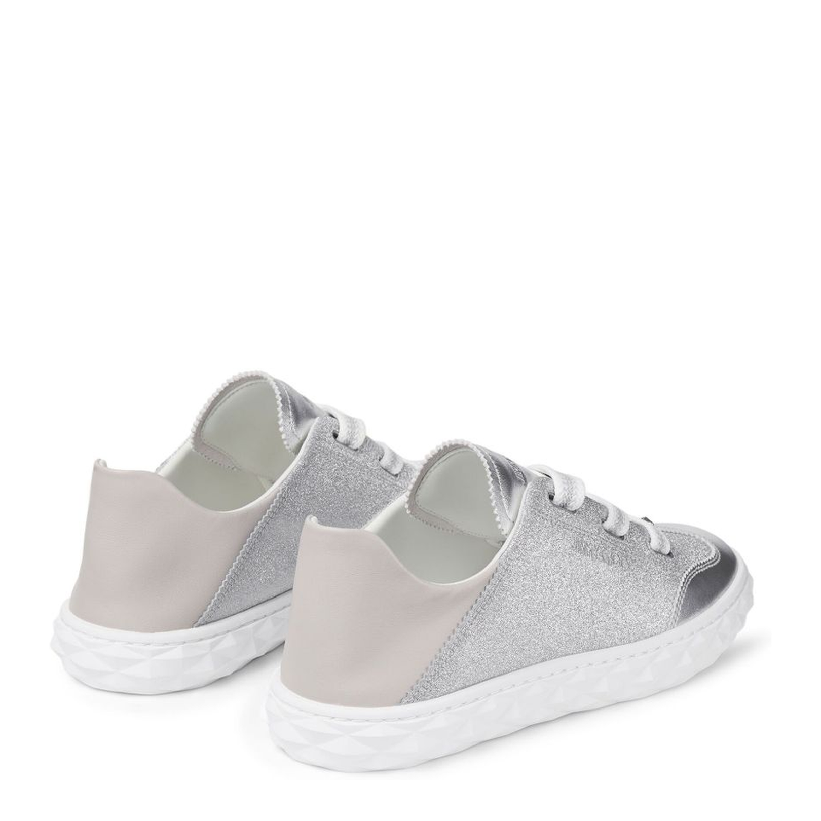Silver Glitter Leather Trainers - Image 6