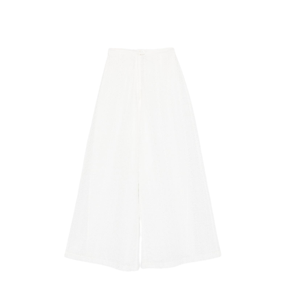Flared Muslin Trousers With Broderie Anglaise Embroidery Crystal - Image 1
