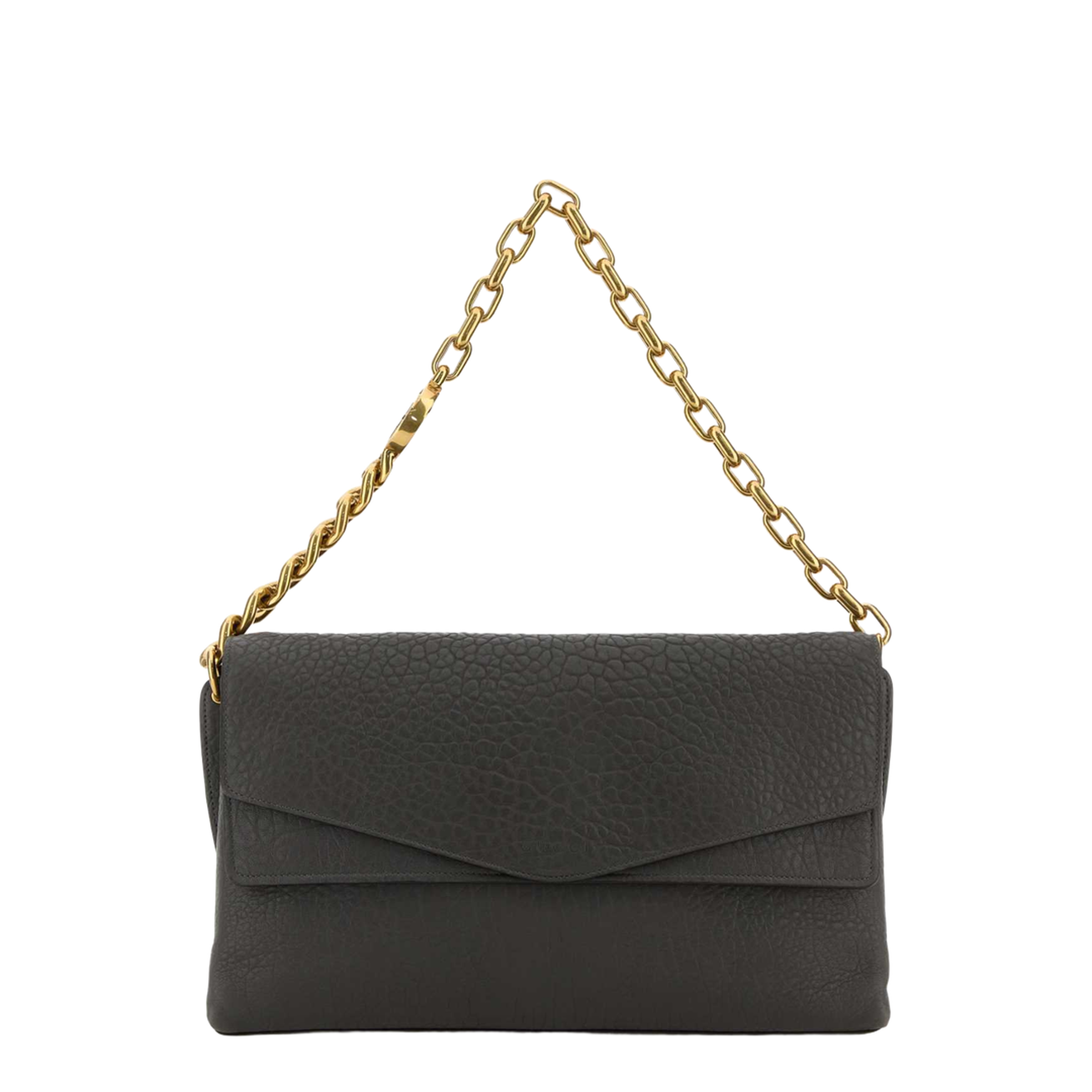 Dark Grey Leather Large Shoulder Bag - Image 1