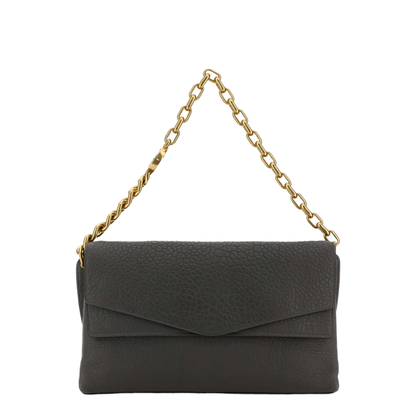 Dark Grey Leather Large Shoulder Bag - Image 1