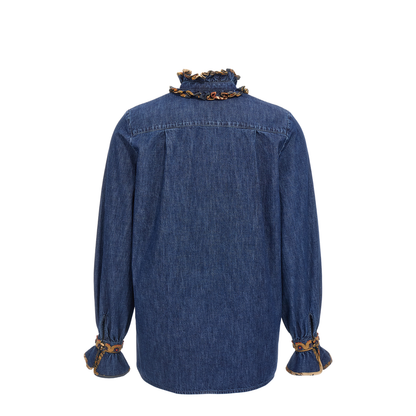 Chambray Denim Embroidered Top - Image 4