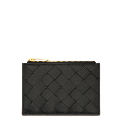 Intrecciato Zipped Card Case - Black - Image 1