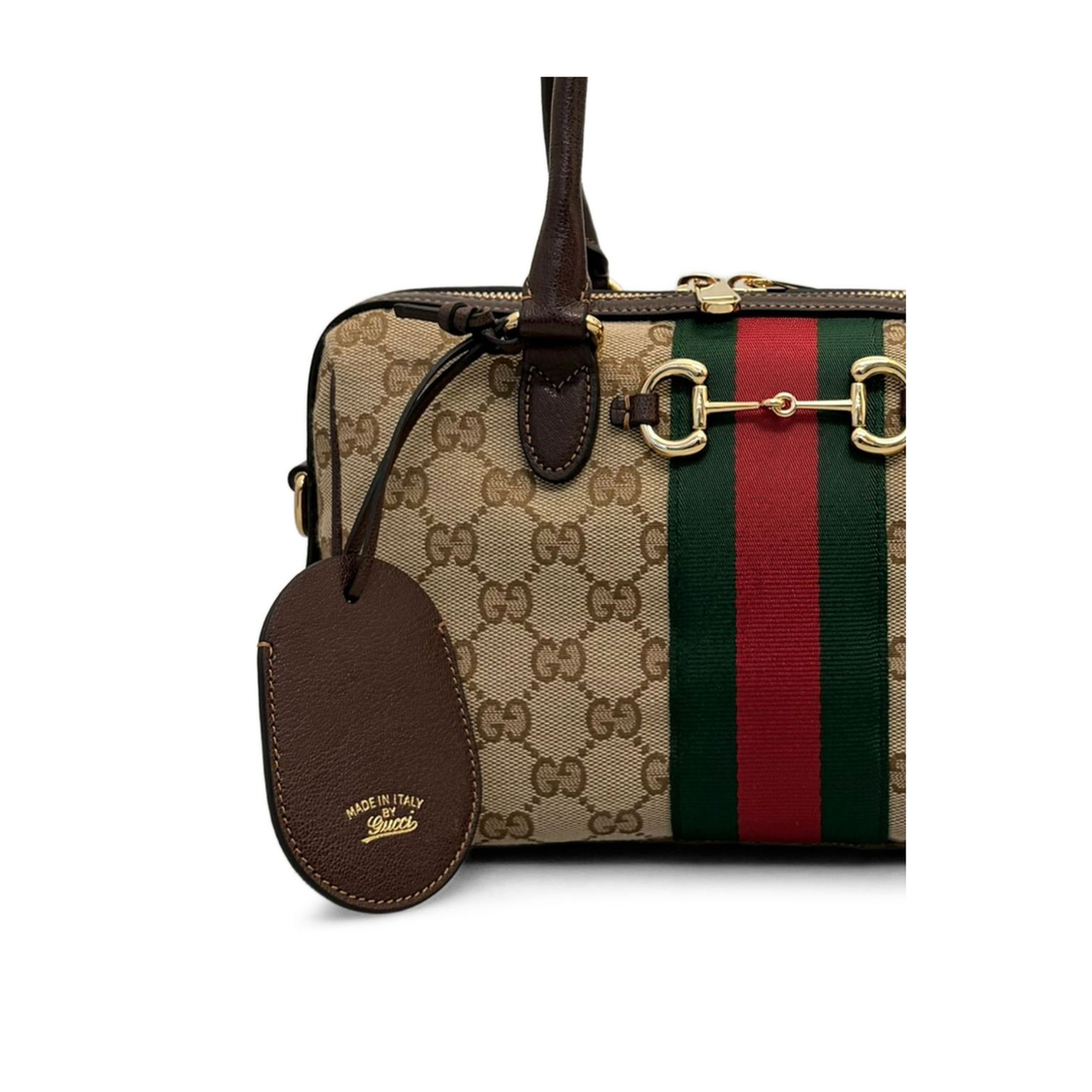 Borsetto Medium Canvas Boston Bag - Sand and Dark Brown - Image 2