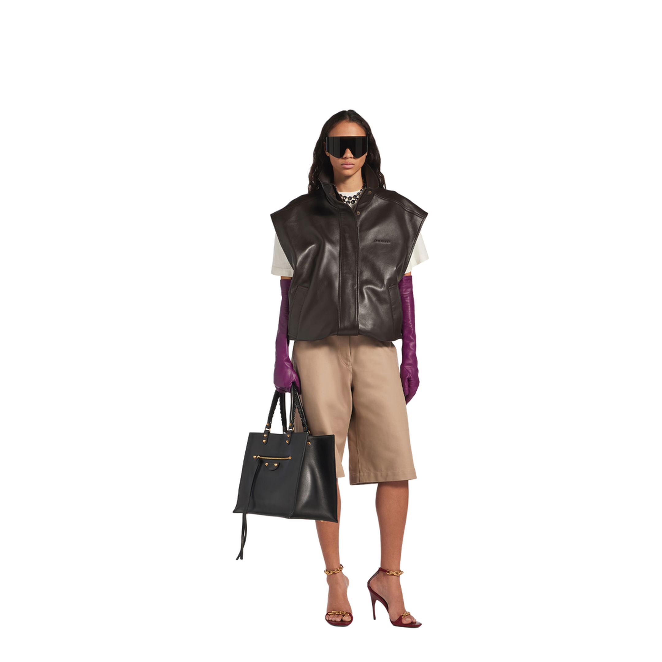 Sleeveless Blouson in Shiny Soft Lambskin - Image 2