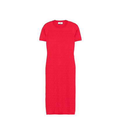 Fitted Midi Dress Red - Image 1