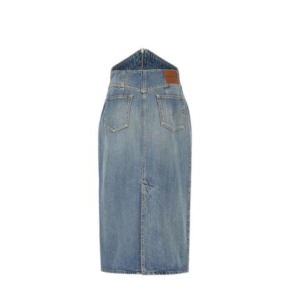 Fold Over Waist Denim Skirt Stone Washed - Image 2
