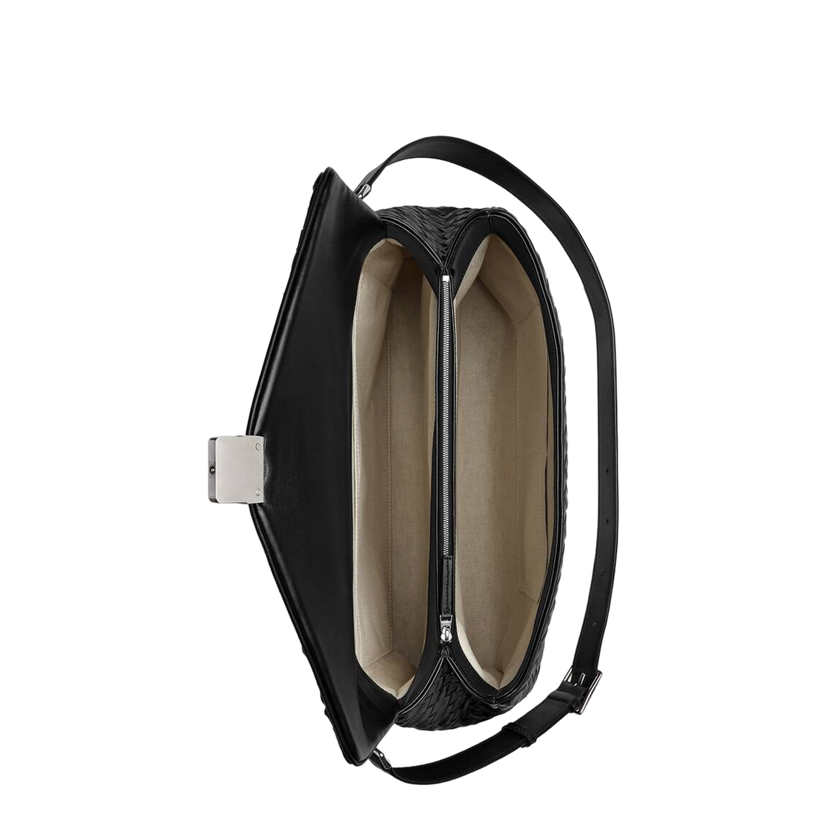 Archivist Intrecciato Leather Briefcase in Black Calfskin - Image 5