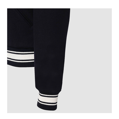 Black Virgin Wool Embroidered-Logo Bomber Jacket - Image 7