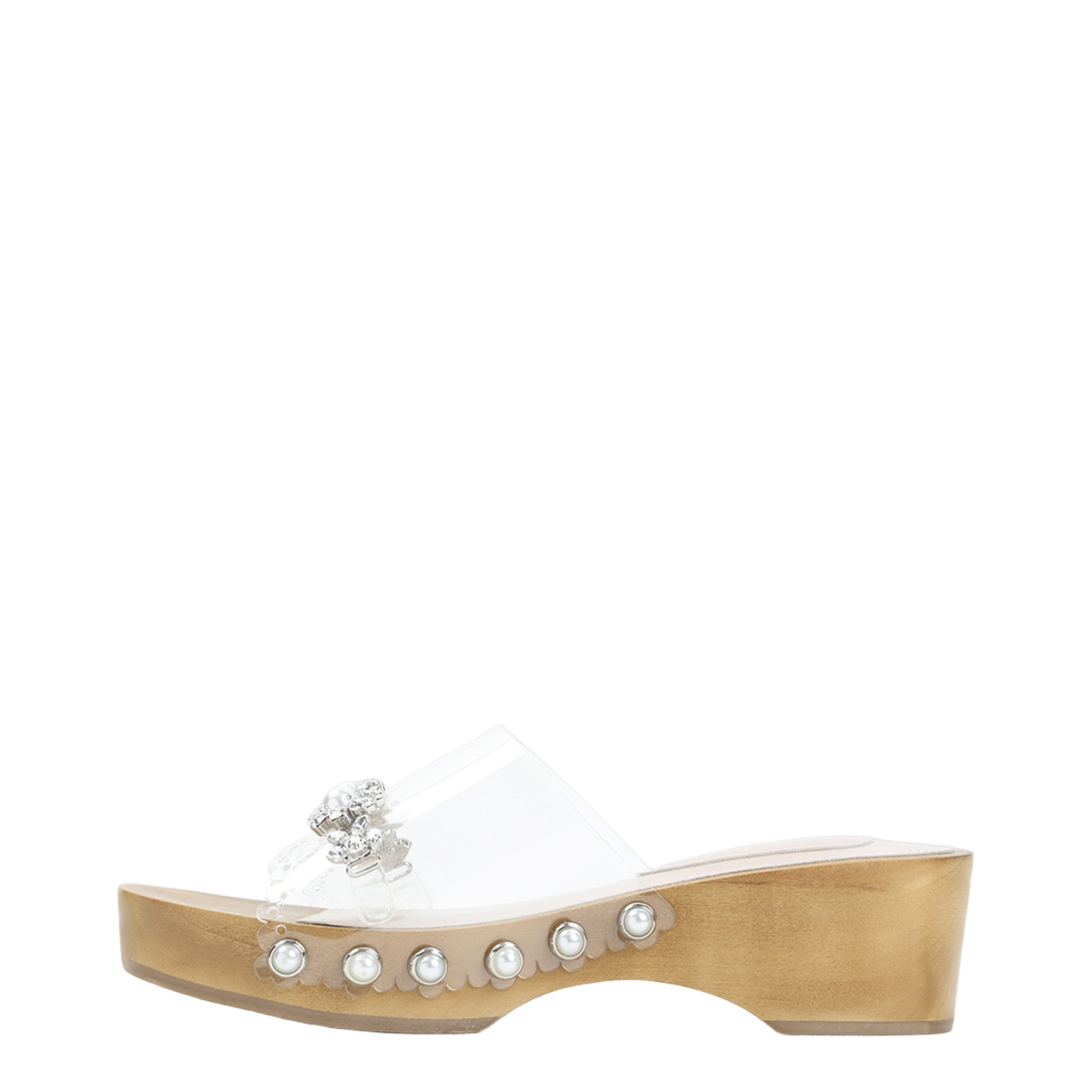 Scalloped Wooden Clog Sandals - Image 4