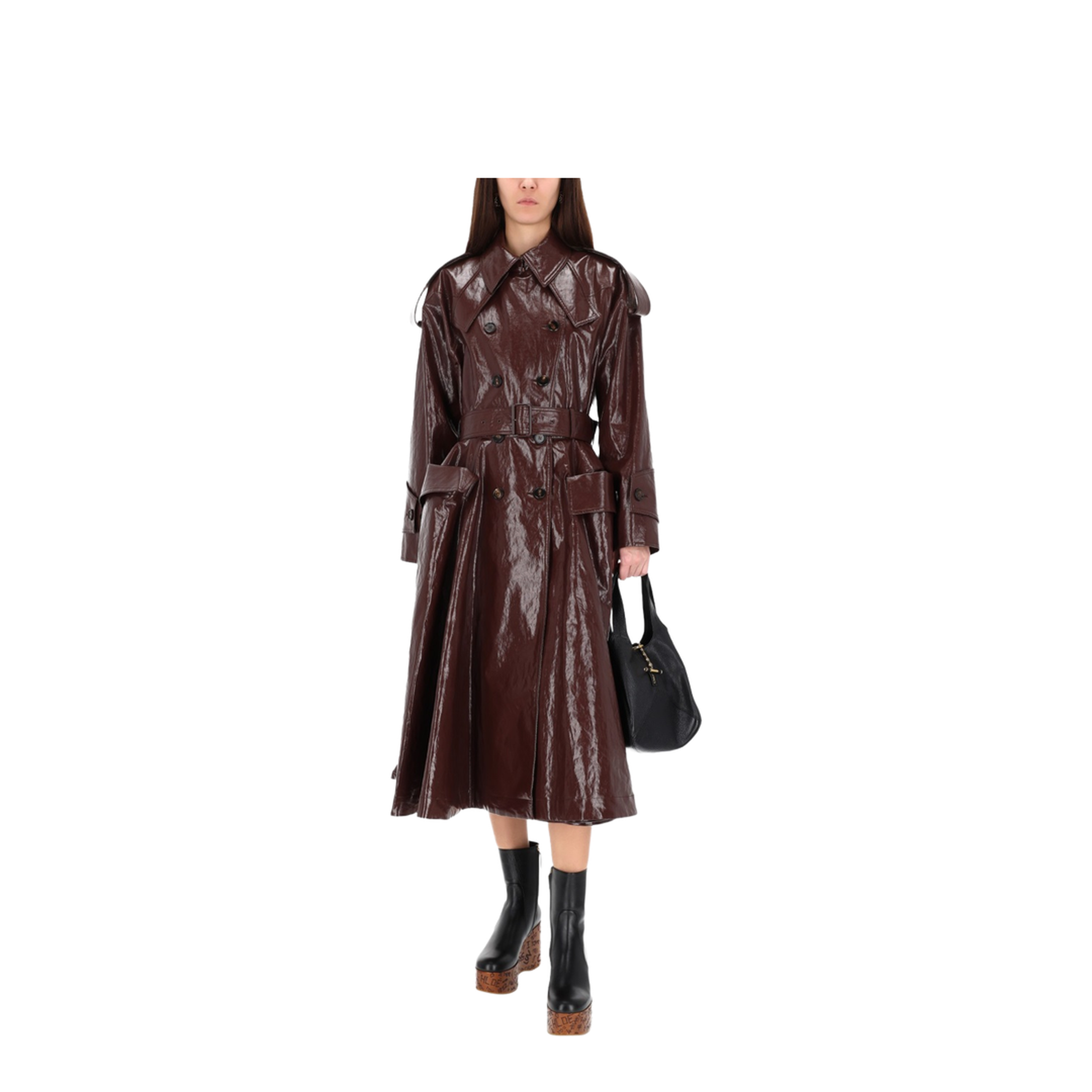 Dark Purple Leather Trench Coat - Image 2