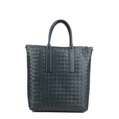 Intrecciato Leather Tote Bags - Black - Image 3