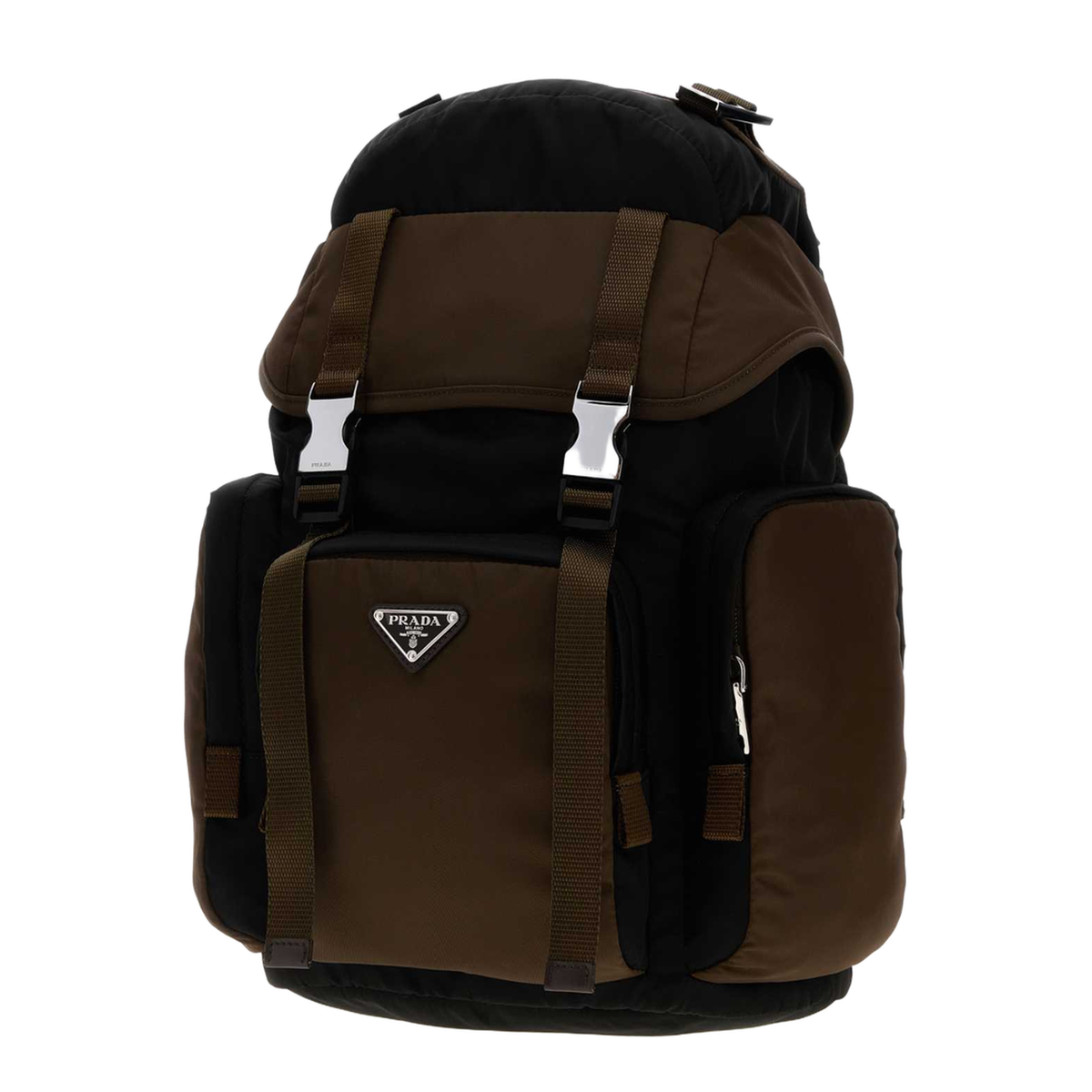 Re-Nylon and Saffiano Leather Backpacks - Black/Brown - Image 2