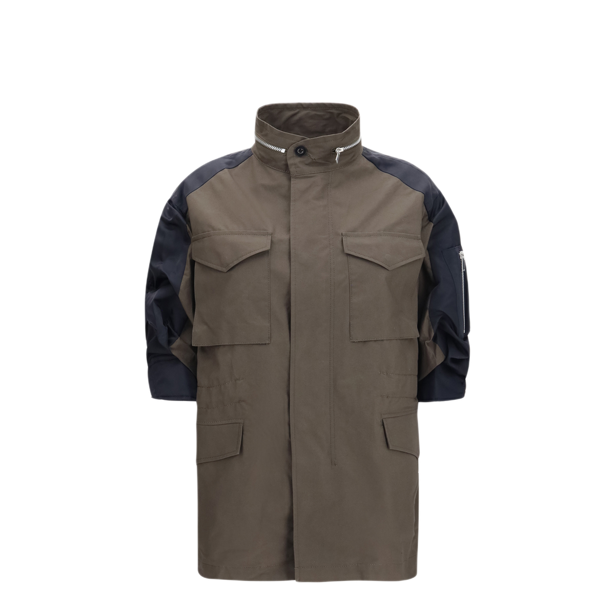 Nylon And Cotton Jacket With Three Quarter Sleeves - Image 1