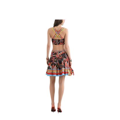 Mini Skirt in Poplin Carretto Print - Image 4