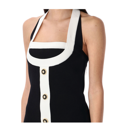 Two-Tone Halterneck Knit Dress - Image 5