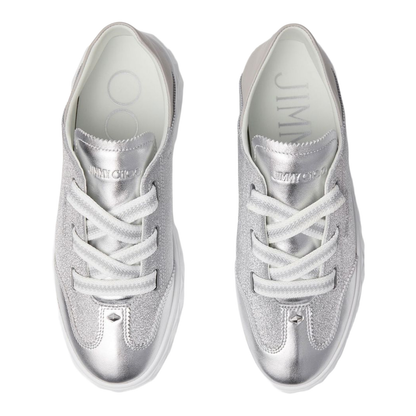 Silver Glitter Leather Trainers - Image 5
