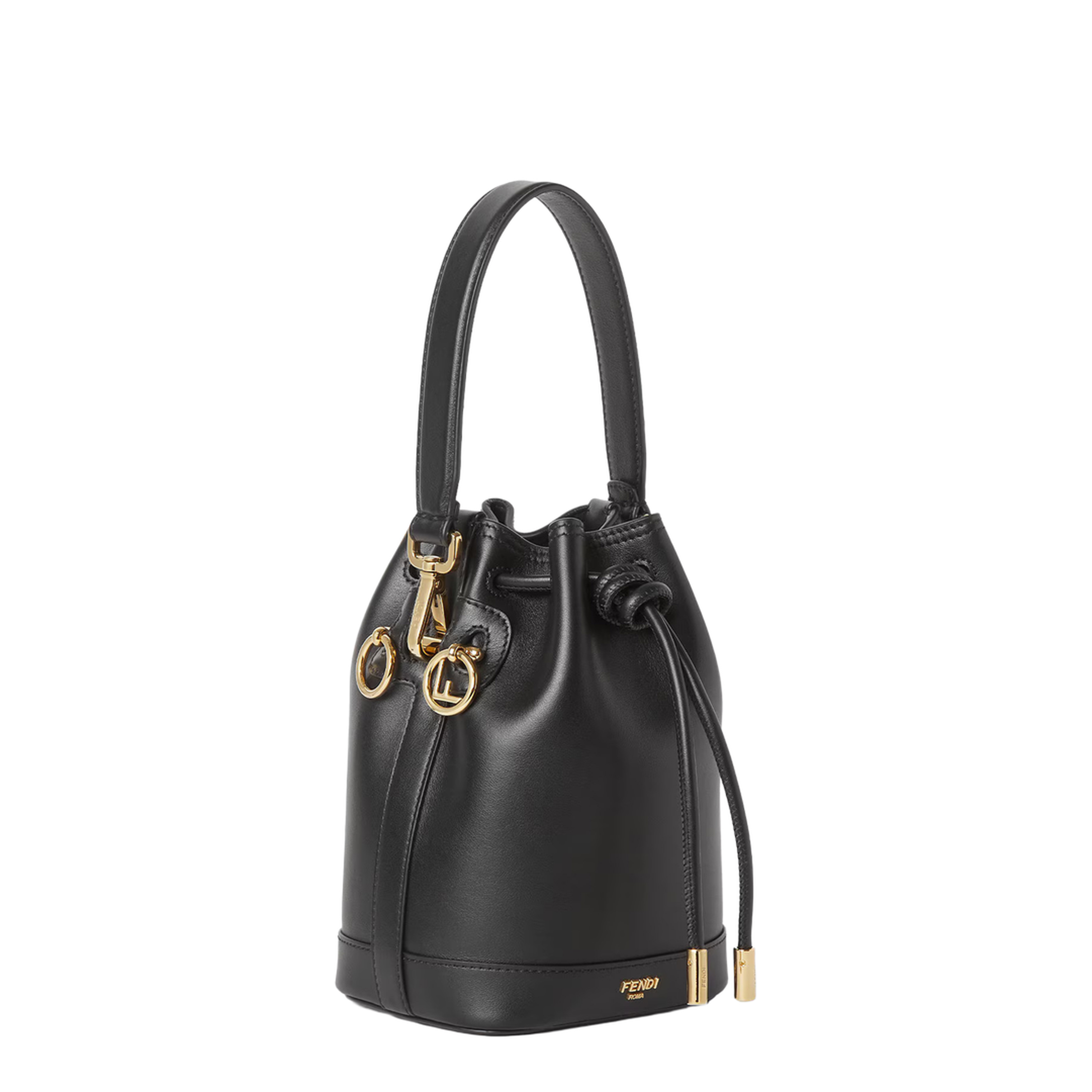Mon Tresor Mini Leather Bucket Bags- Black - Image 2