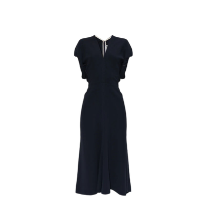 Blouson Detail V-Neck Midi Dress - Image 1