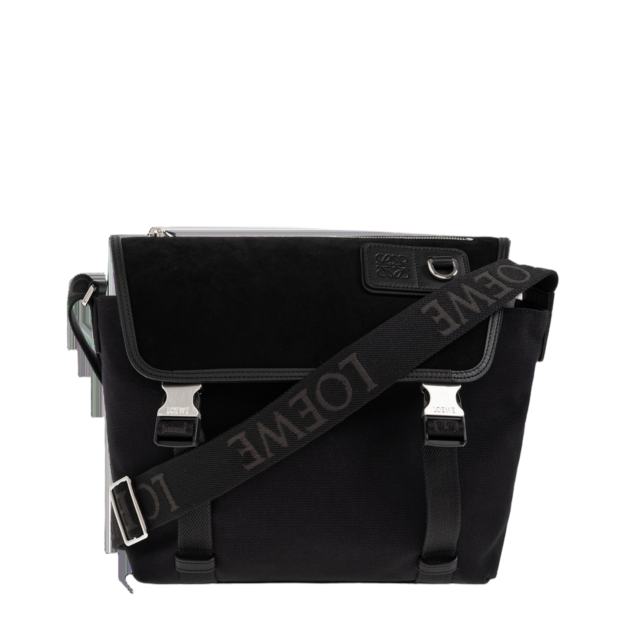 Flex Medium Canvas and Suede Messenger Bag - Black/Dark Gold - Image 1