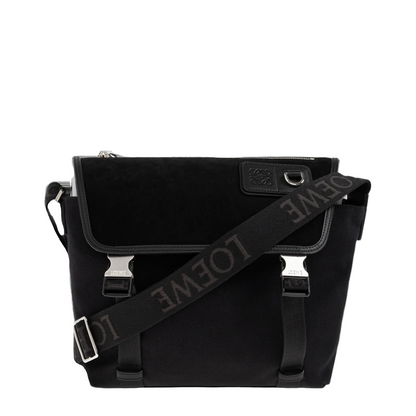 Flex Medium Canvas and Suede Messenger Bag - Black/Dark Gold - Image 1