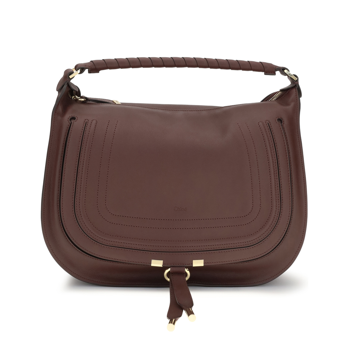 Marcie Calfskin Shoulder Bag - Dark Velvet - Image 1
