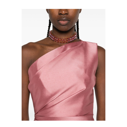 One-Shoulder Neckline Draped Bodice Maxi Dress - Image 3