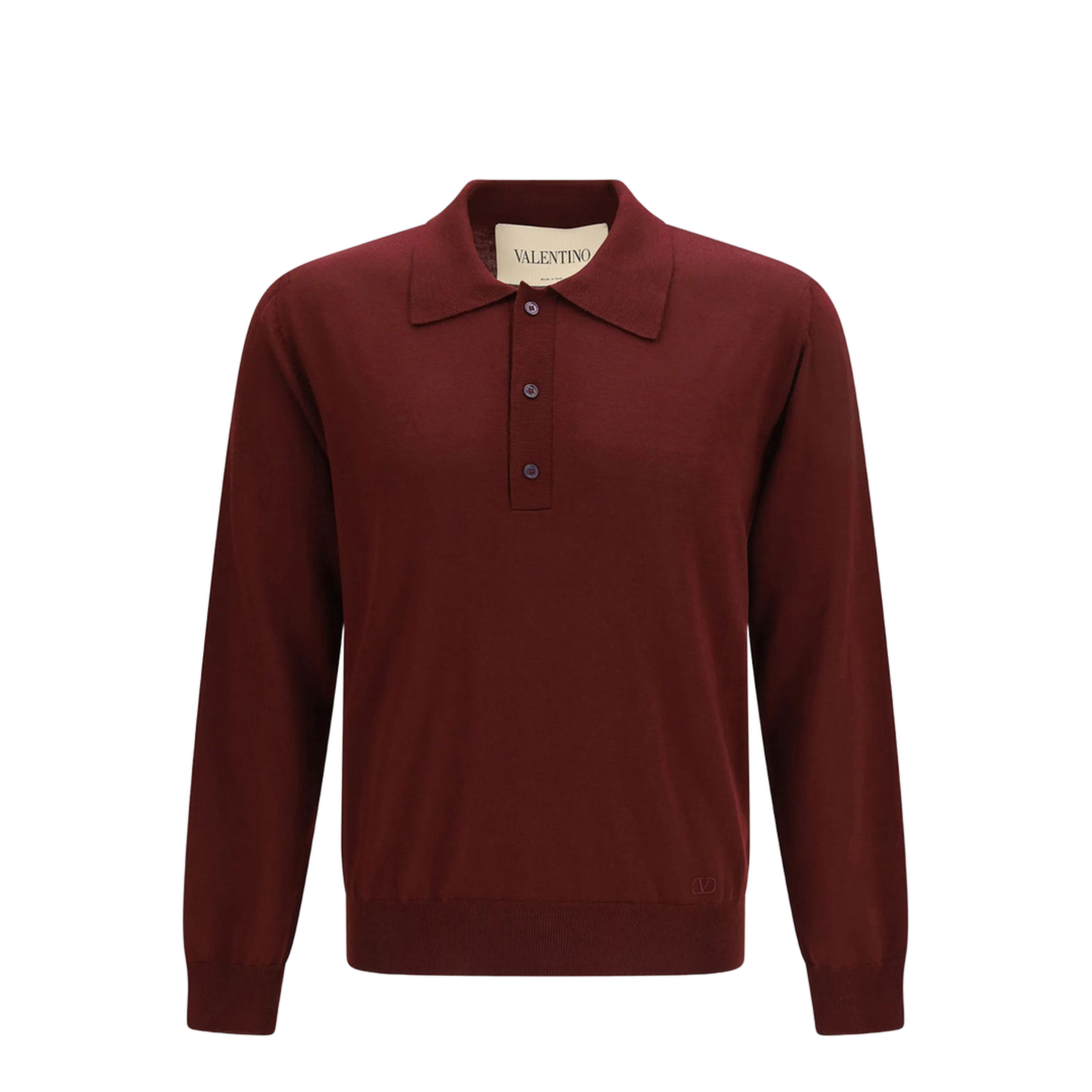Wool Polo with Vlogo Embroidery - Image 1