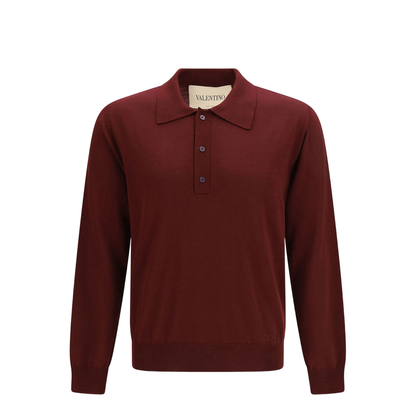 Wool Polo with Vlogo Embroidery - Image 1