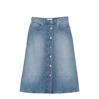 Denim Cotton Midi Skirt - Image 1